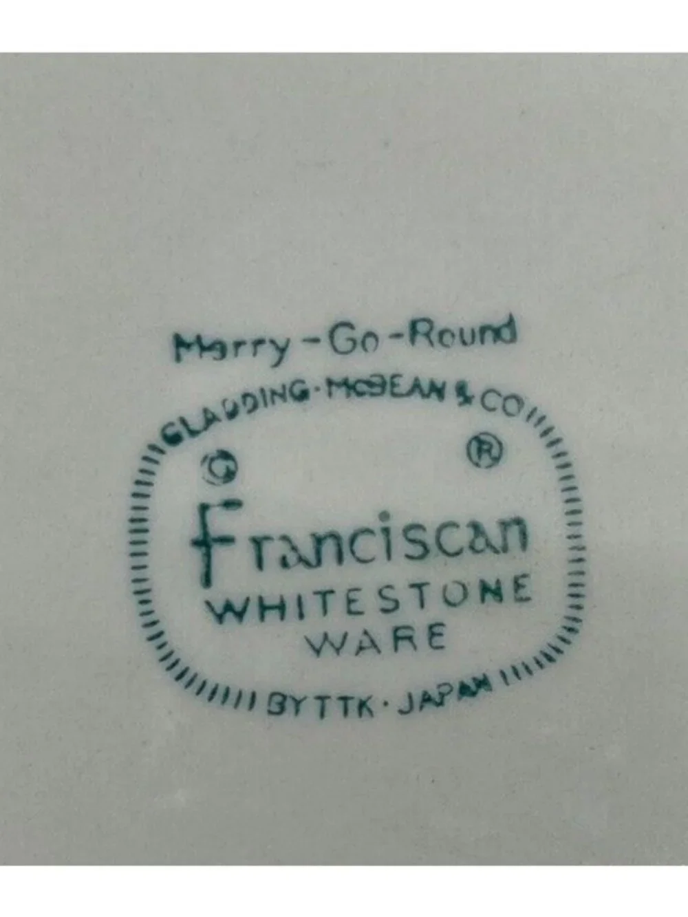 60's Franciscan MERRY-GO-ROUND Japan Gray Pink Border China Salad Plates Set 4
